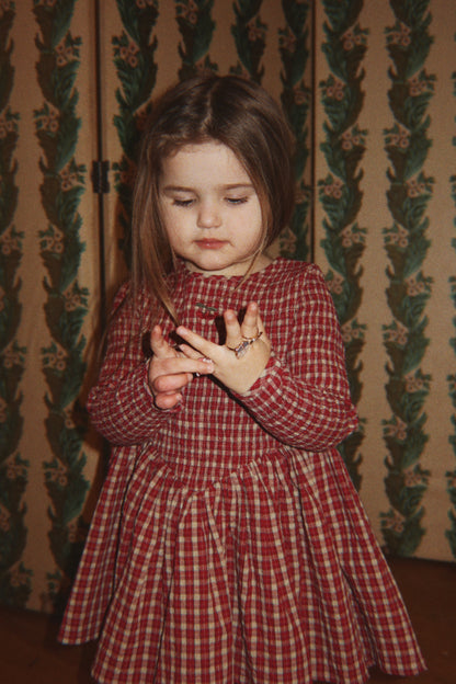 Konges Sløjd Elin Smock Dress - Brick Check by Konges Sløjd
