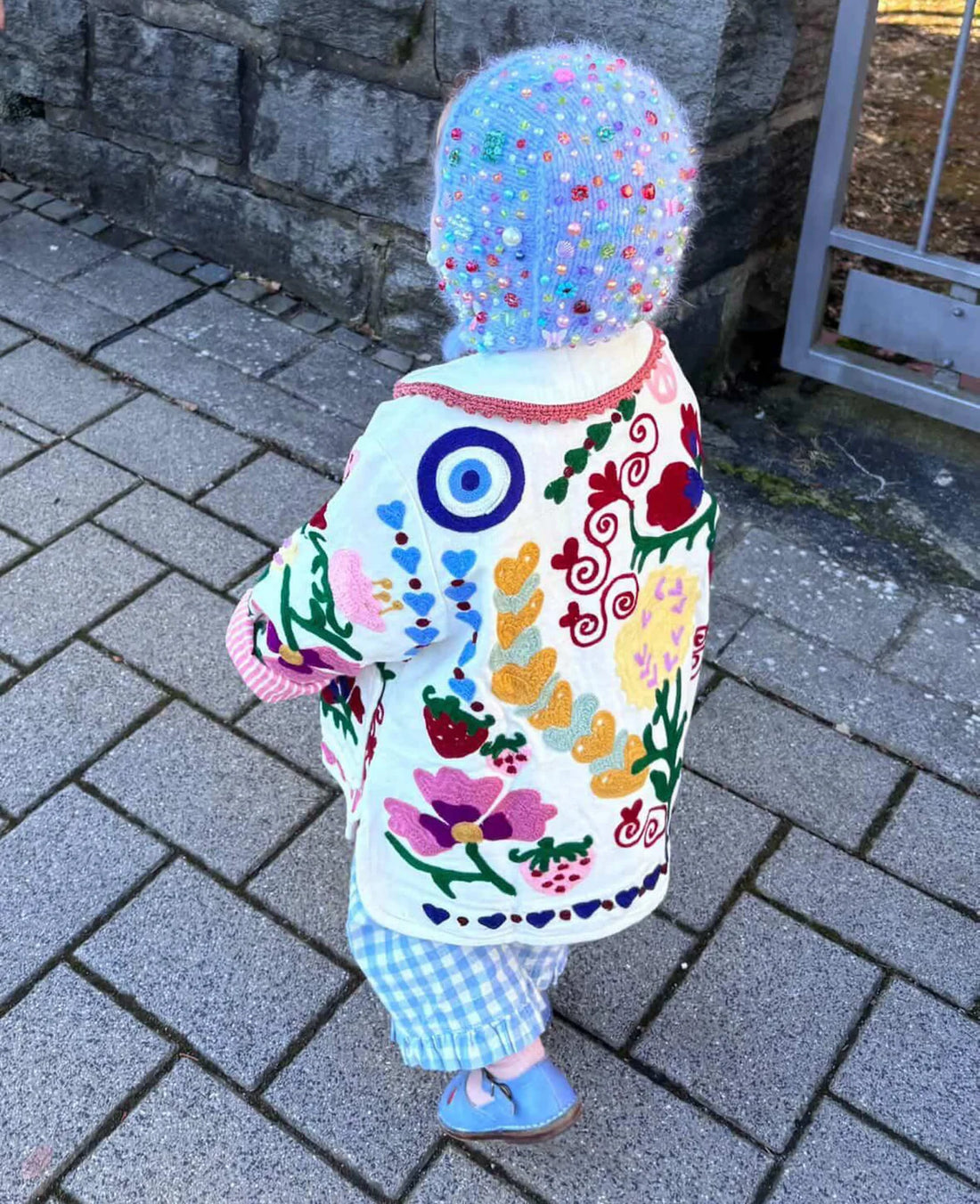 Sissel Edelbo Maggie Mini Jacket – White Rose Suzani Embroidered Jacket