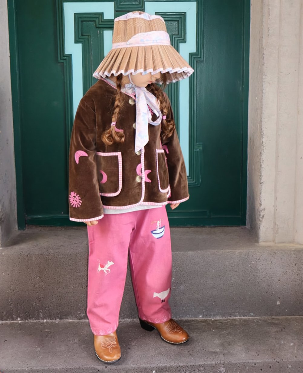 Sissel Edelbo Sun &amp; Moon embroidered jacket styled with pink trousers