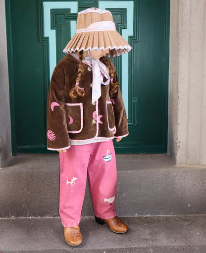 Sissel Edelbo Sun &amp; Moon embroidered jacket styled with pink trousers