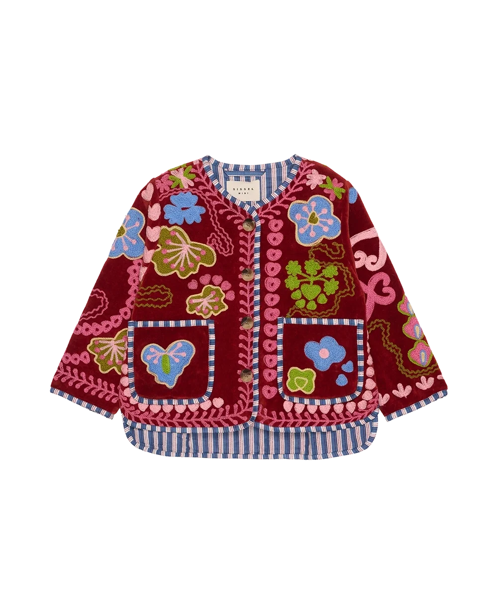 Sissel Edelbo Maggie MINI Velvet Burgundy jacket front view