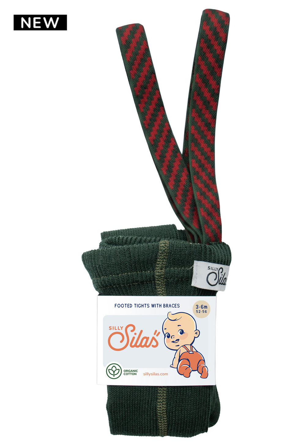 Silly Silas Footed Dark Forest Green Christmas Patterned — product view