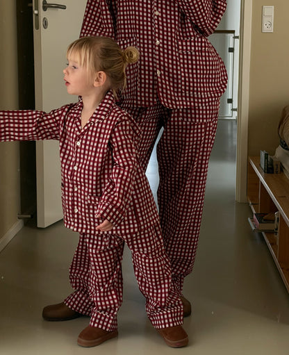 Sissel Edelbo adult and MINI Berry Hedge pyjamas styled together