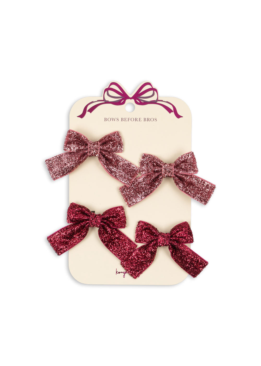 Konges Sløjd 4 Pack Glitter Bow Hair Clips - Pink Mix