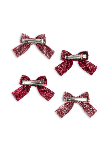 Konges Sløjd 4 Pack Glitter Bow Hair Clips - Pink Mix