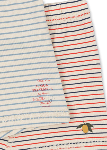 Konges Sløjd BASIC 2 PACK BOXERS - Stripe Blue / Stripe Tricolore Petit