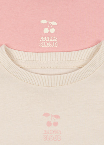 2 PACK LIN LS TEE GOTS - pink dolphin/antique white