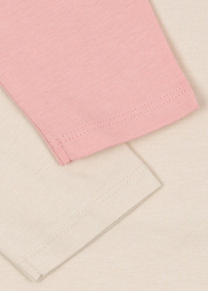 2 PACK LIN LS TEE GOTS - pink dolphin/antique white