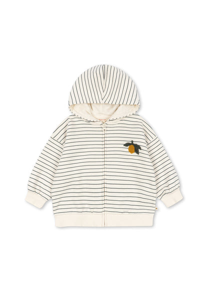 AMIO SWEAT ZIP HOOD OCS - cilantro stripe