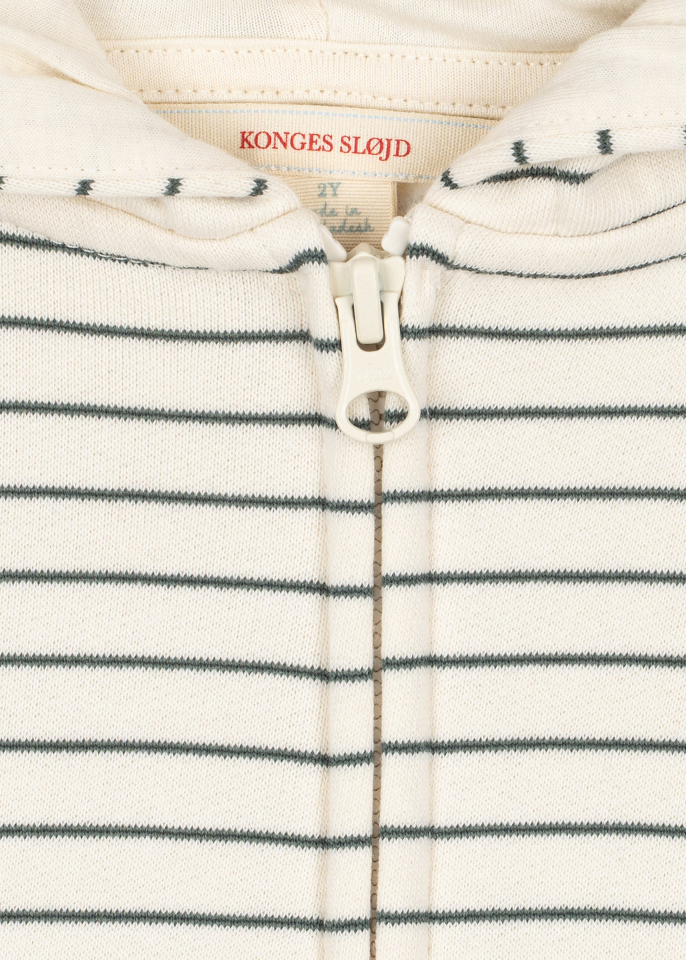 AMIO SWEAT ZIP HOOD OCS - cilantro stripe
