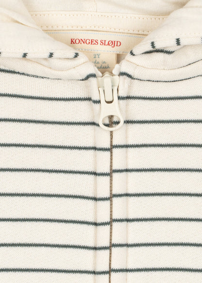 AMIO SWEAT ZIP HOOD OCS - cilantro stripe