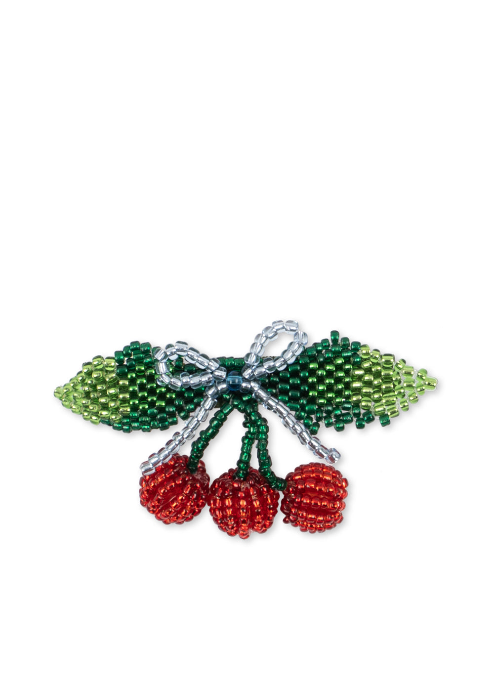 BEADED CHERRY BOW BIG HAIR CLIP - cherry