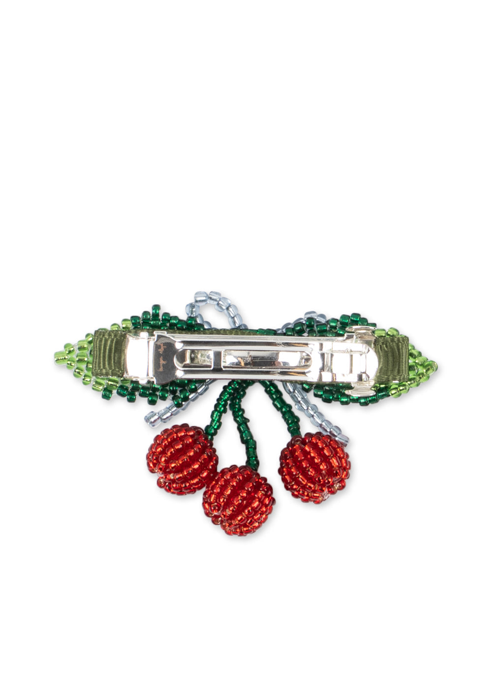 BEADED CHERRY BOW BIG HAIR CLIP - cherry