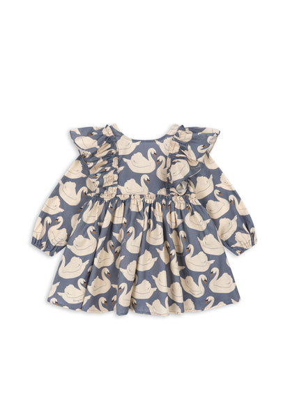 Konges Sløjd Evia Long Sleeve Bow Dress in Swan