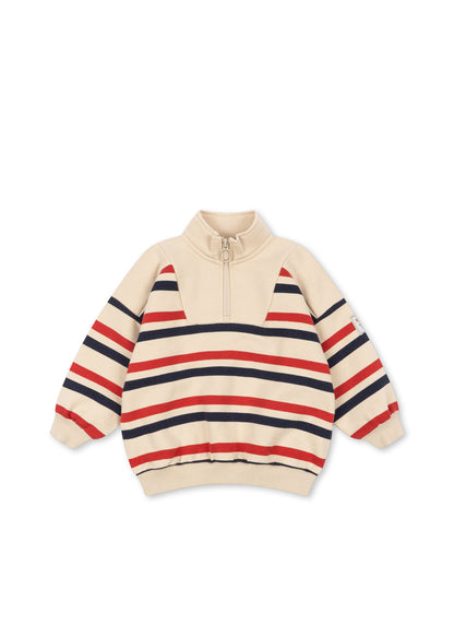 Konges Sløjd Lou Half Zip Sweat - Tangerine Stripe