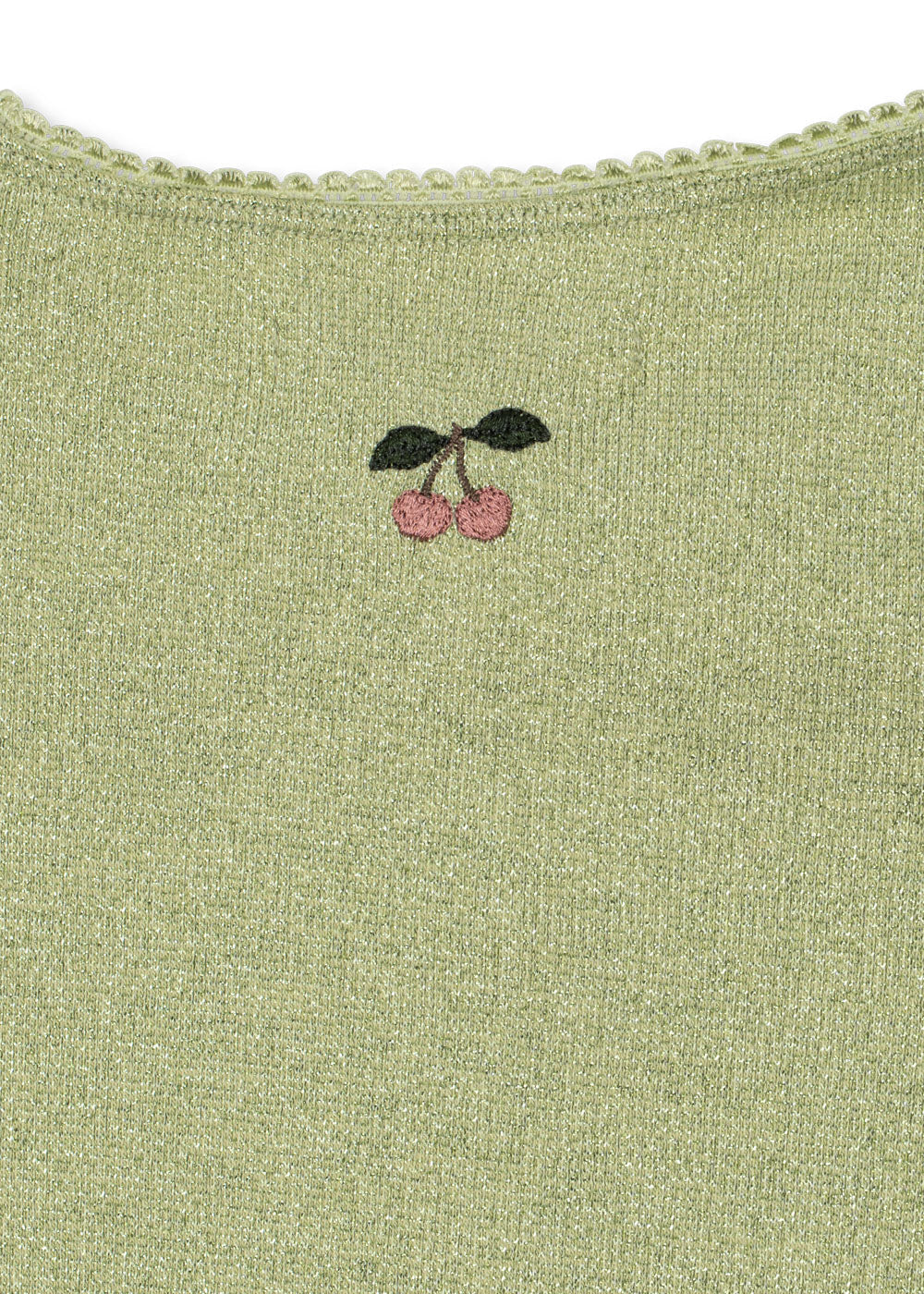 Konges Sløjd Roli Cardigan in Leek Green, ribbed fabric detail