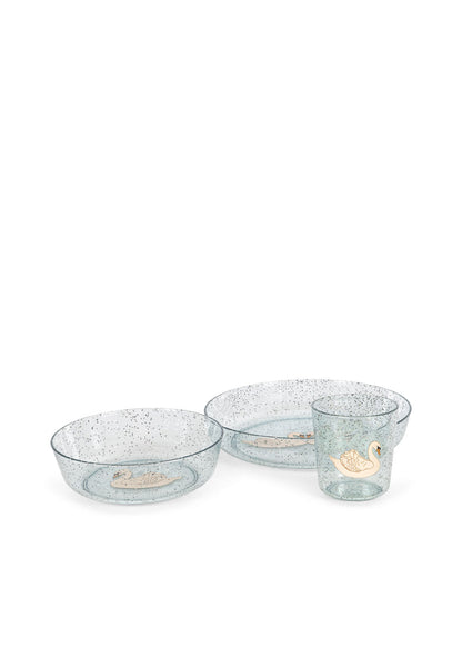 SPARKLY DINNER SET - swan blue