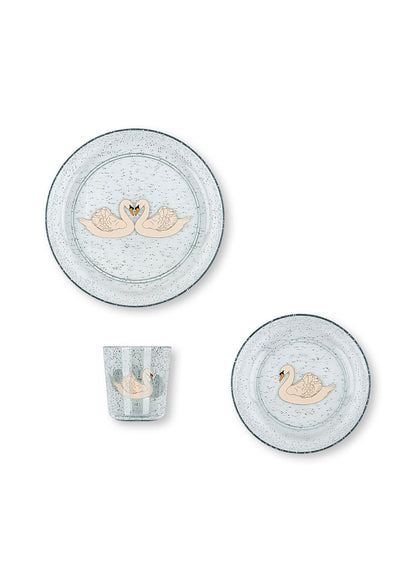SPARKLY DINNER SET - swan blue
