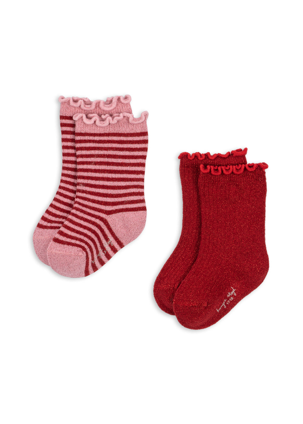Konges Sløjd 2 Pack Glitter Socks - Red Stripe by Konges Sløjd