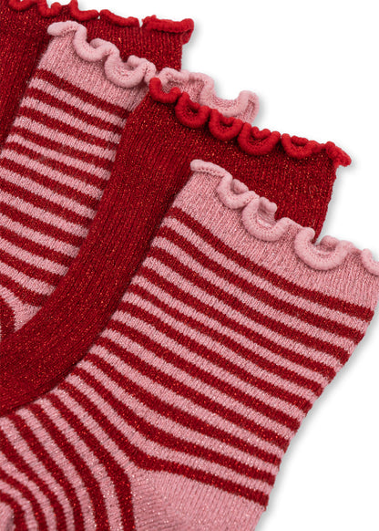 Konges Sløjd 2 Pack Glitter Socks - Red Stripe by Konges Sløjd