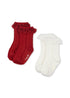 Konges Sløjd 2 Pack Pointelle Frill Socks - Red/off White by Konges Sløjd