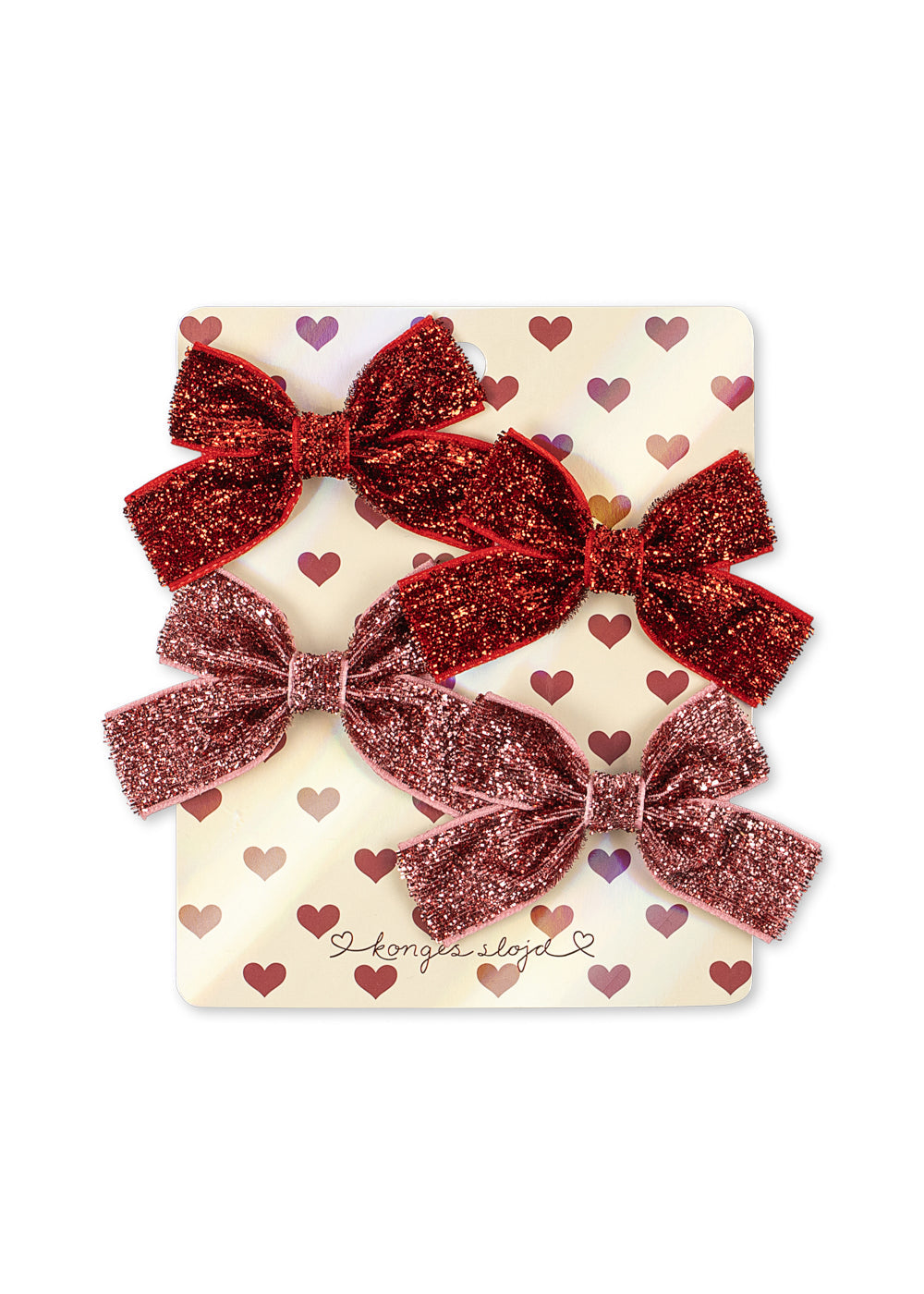 Konges Sløjd 4 Pack Micki Bow Hair Clips - Red Glitter/ Rose Glitter by Konges Sløjd
