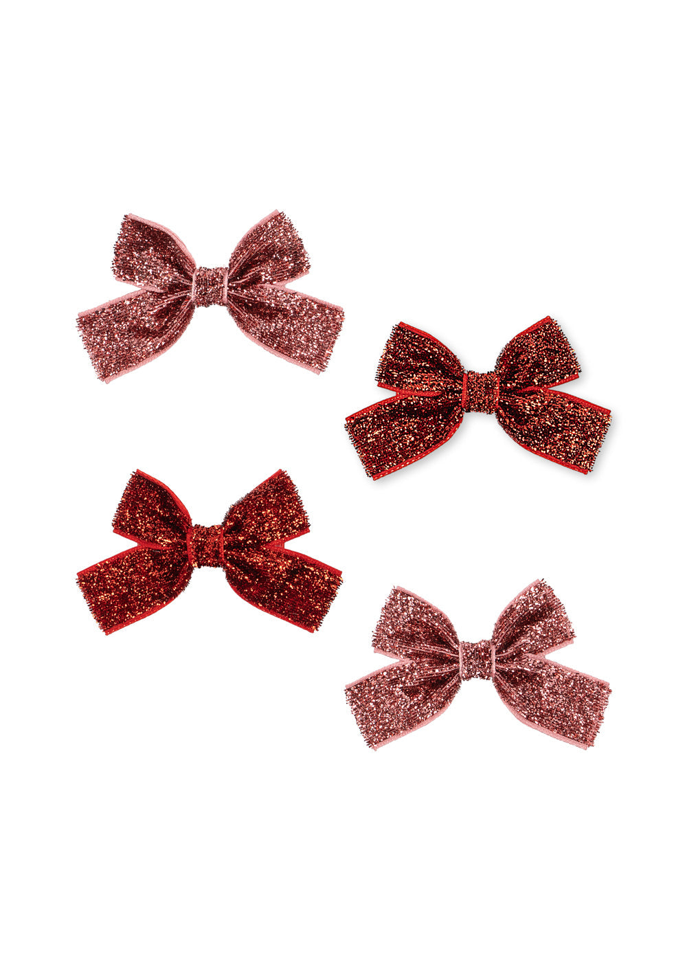 Konges Sløjd 4 Pack Micki Bow Hair Clips - Red Glitter/ Rose Glitter by Konges Sløjd