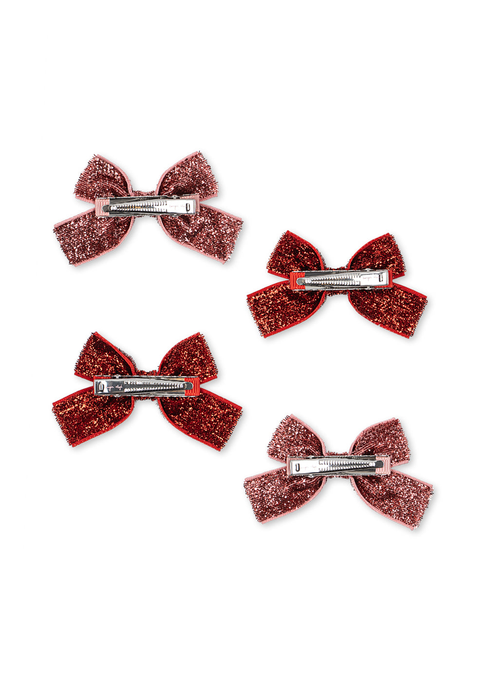 Konges Sløjd 4 Pack Micki Bow Hair Clips - Red Glitter/ Rose Glitter by Konges Sløjd