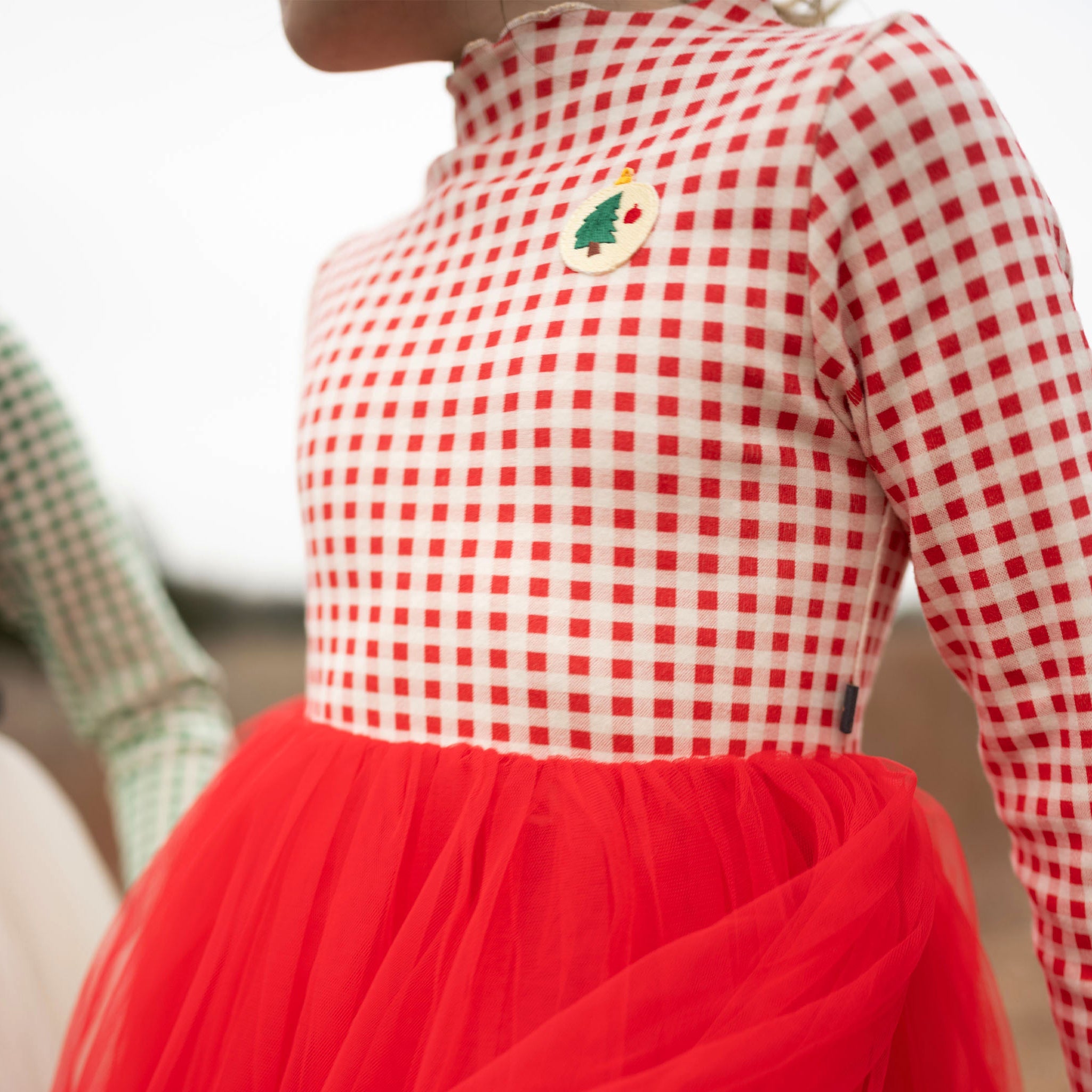 Petite Hailey Bell Tree Dress-Red