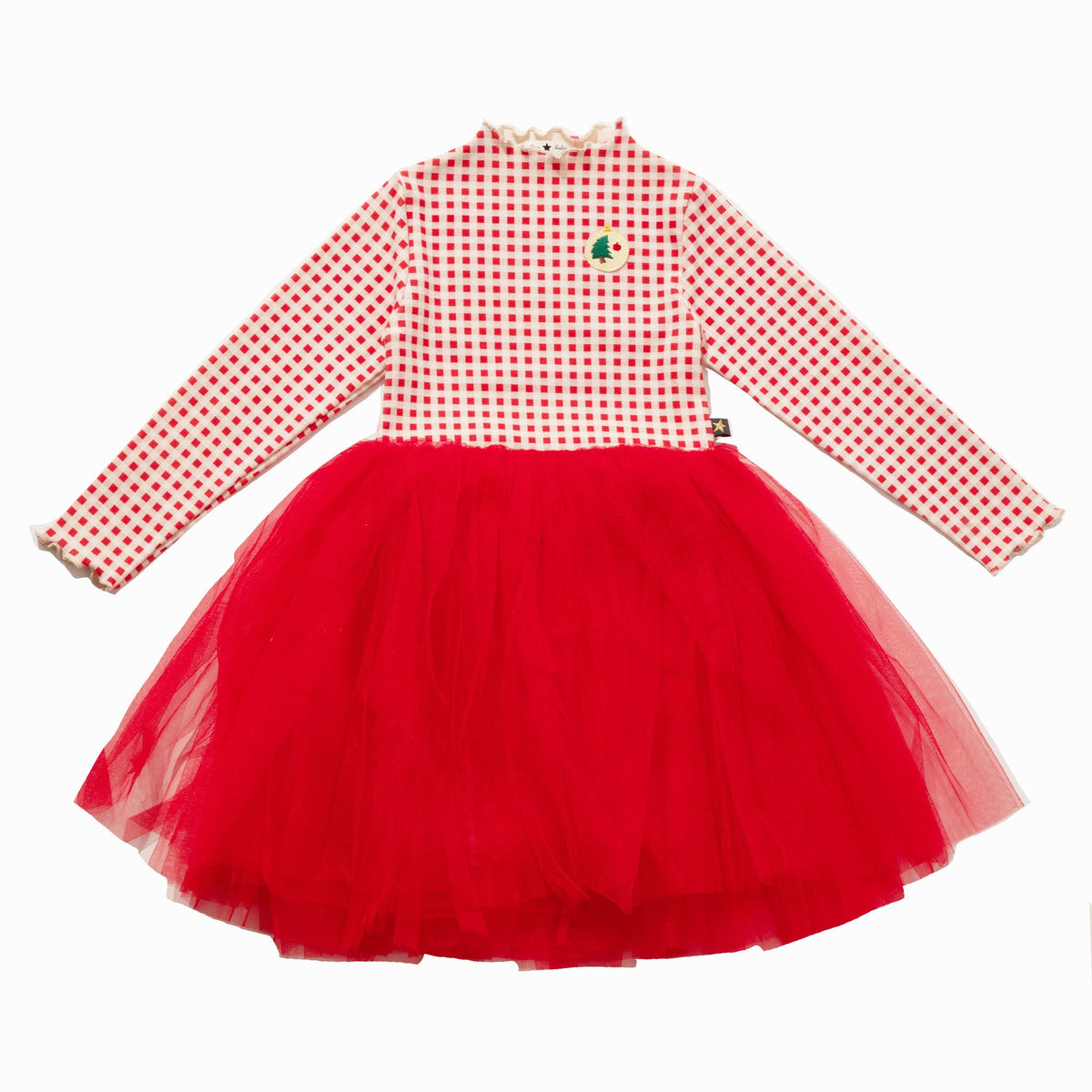 Petite Hailey Bell Tree Dress-Red