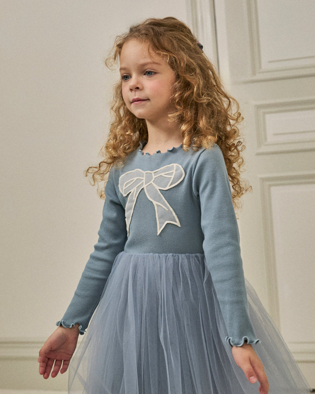 Petite Hailey Emi Bow Tutu in Dusty Blue