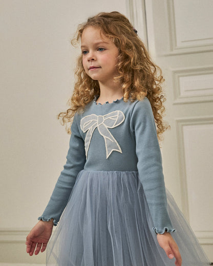 Petite Hailey Emi Bow Tutu in Dusty Blue