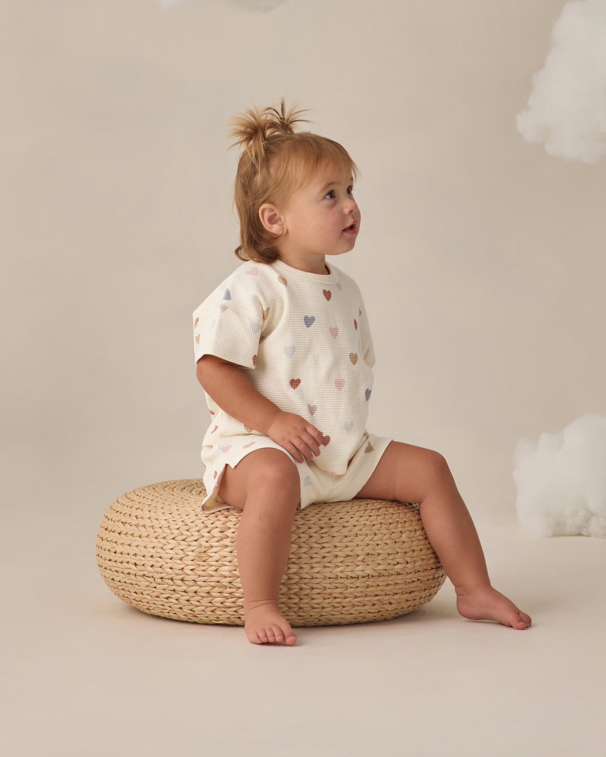 Quincy Mae Waffle Tee + Short Set - Confetti Hearts