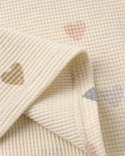 Quincy Mae Waffle Tee + Short Set - Confetti Hearts