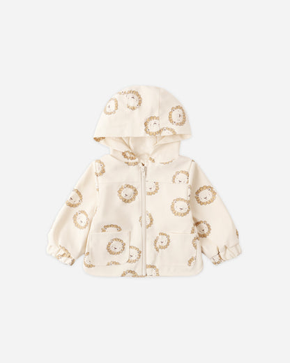 Baby jacket with floral pattern on a white background