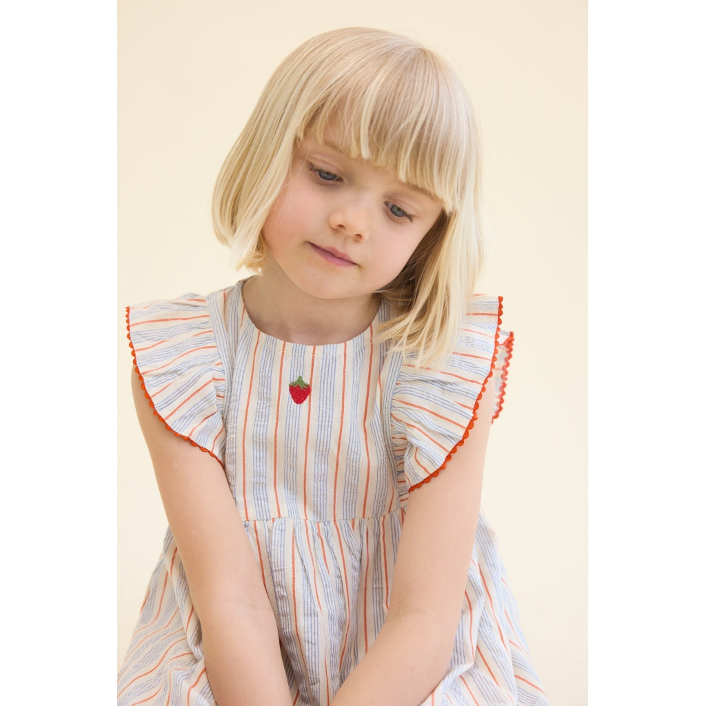 Flöss Robin Dress - Blue-Tangerine Stripe
