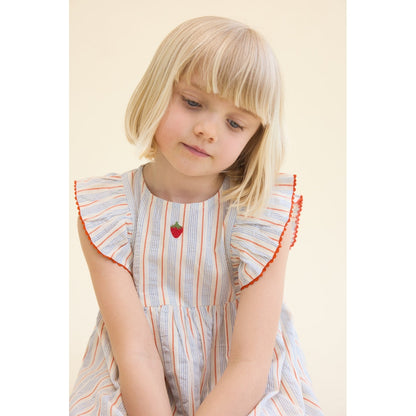 Flöss Robin Dress - Blue-Tangerine Stripe
