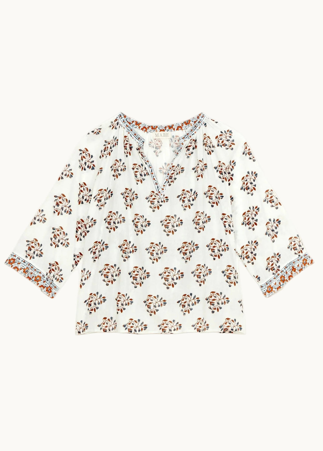 M.A.B.E Stella Long Sleeve Top - Ecru/Rust