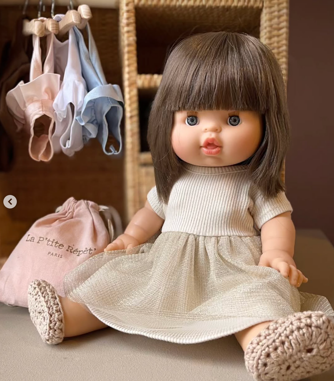 Minikane Rosana Short-Sleeved Tutu – Gold | 34 &amp; 37cm Doll Outfit