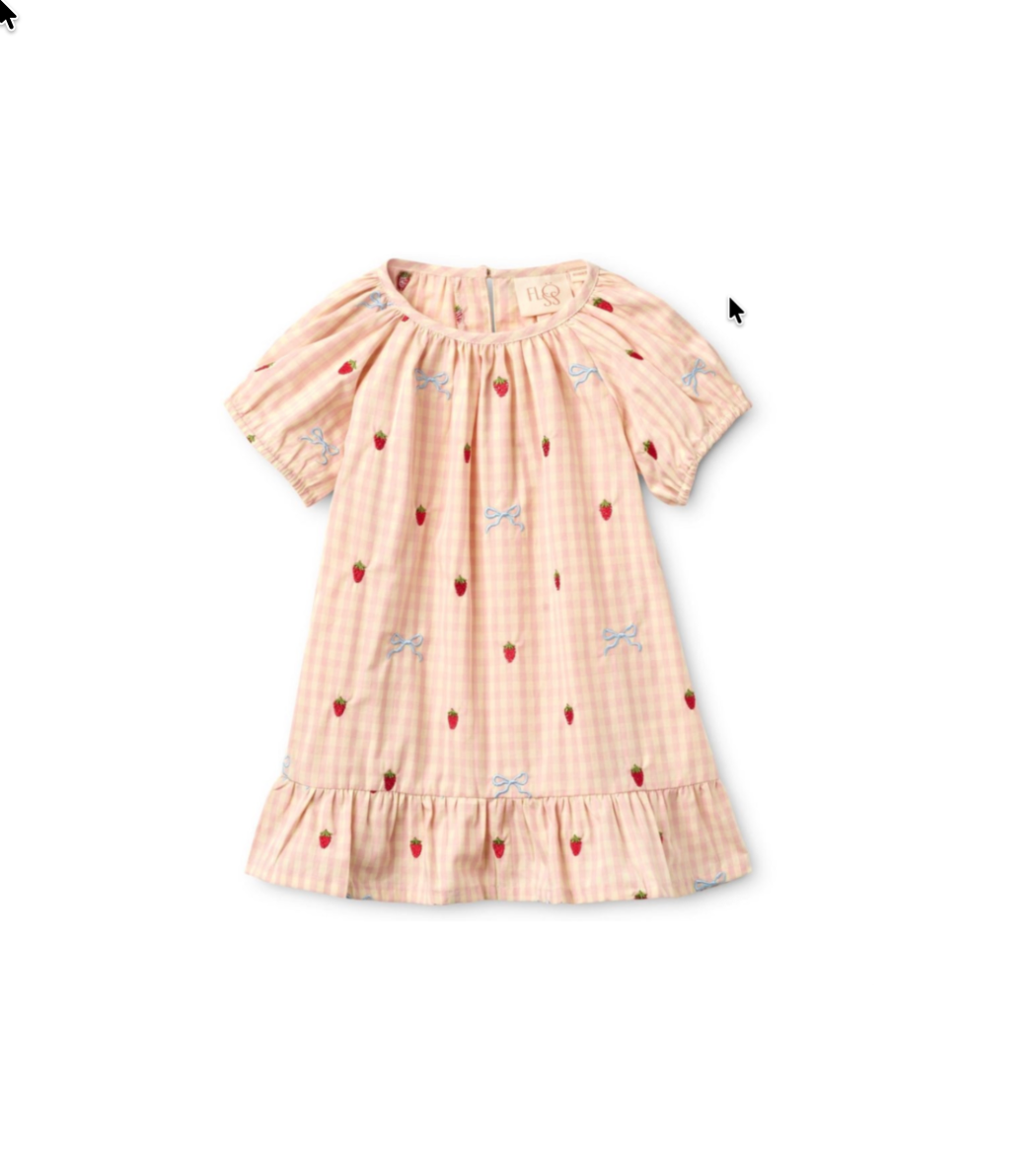 Flöss Dolly Bow Dress - Berry/Bow Gingham
