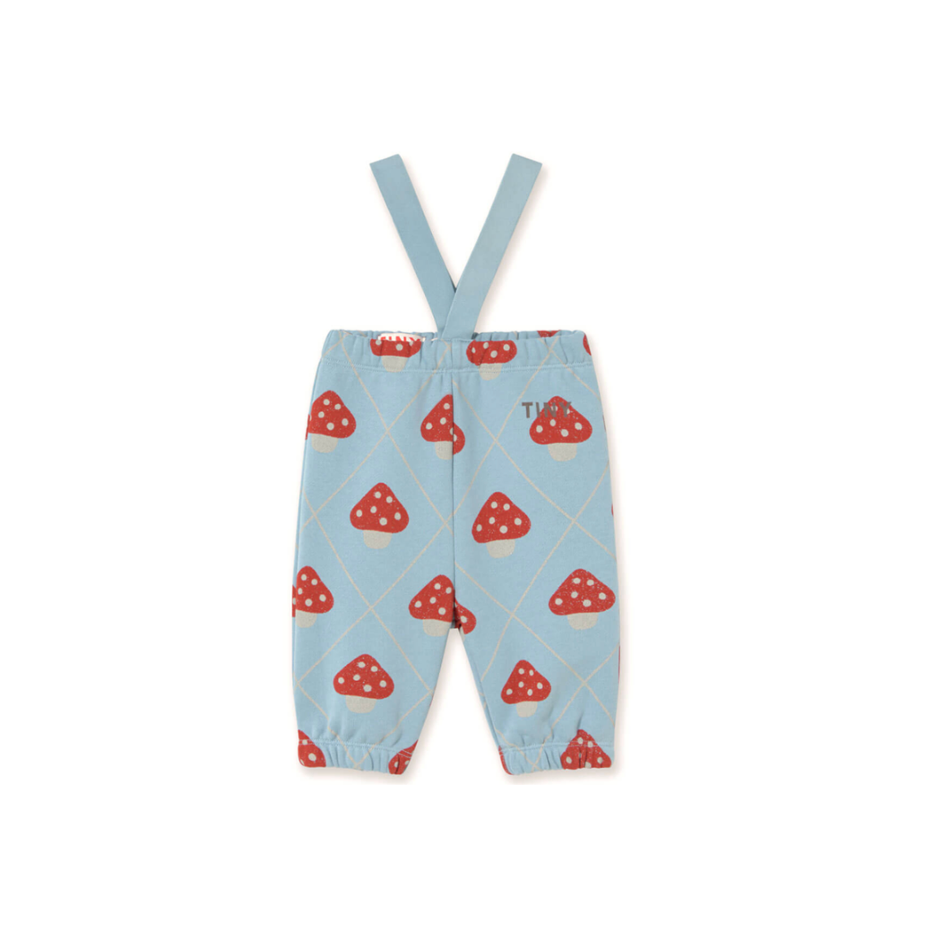 Tinycottons Mushrooms Baby Suspender Sweatpants - Denim Blue