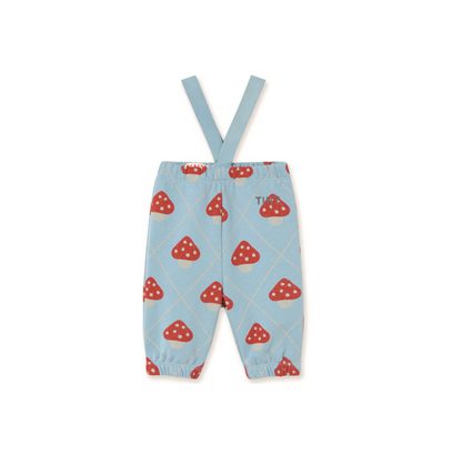 Tinycottons Mushrooms Baby Suspender Sweatpants - Denim Blue