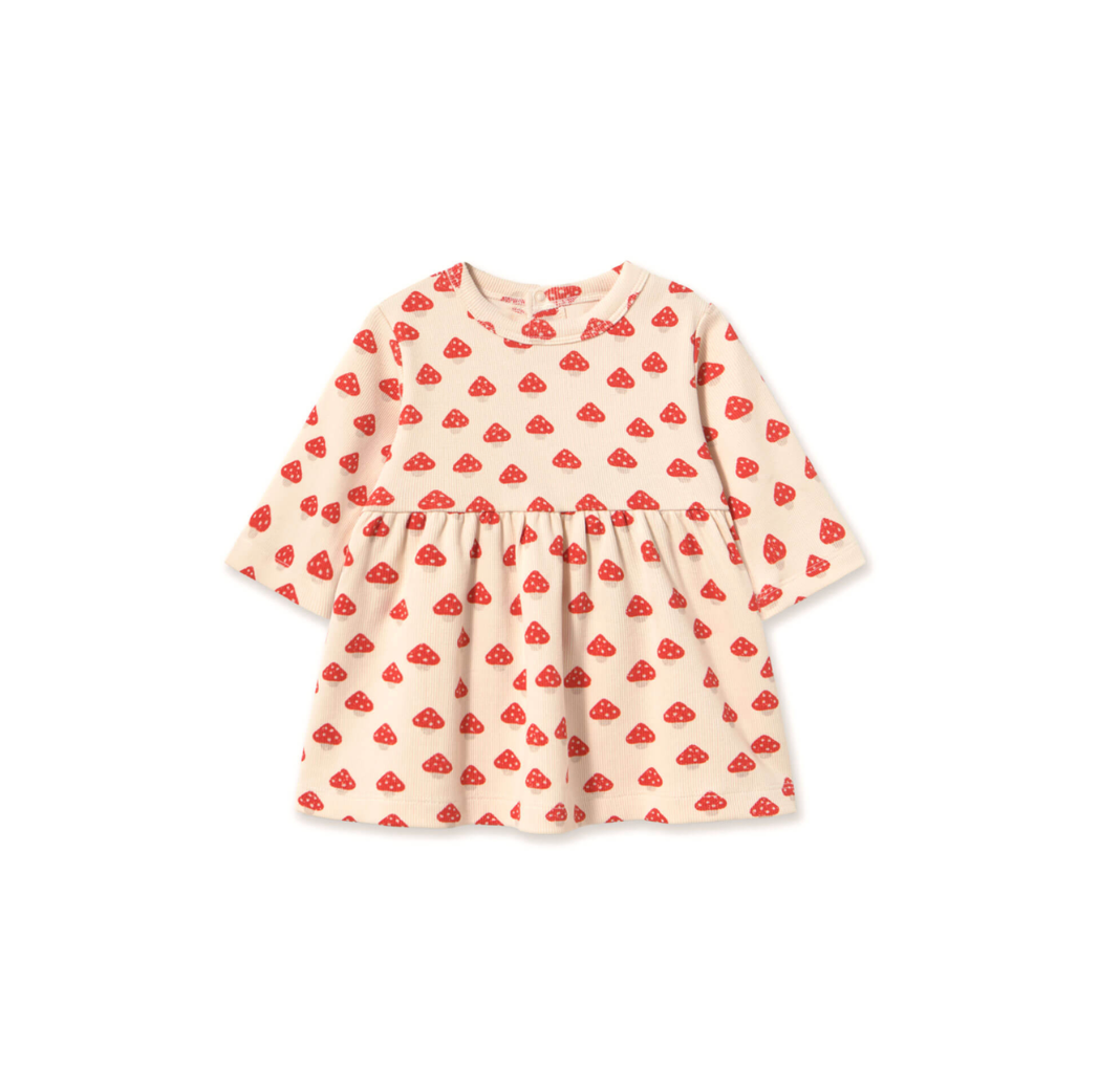 Tinycottons Mini Mushrooms Rib Baby Dress - Ivory