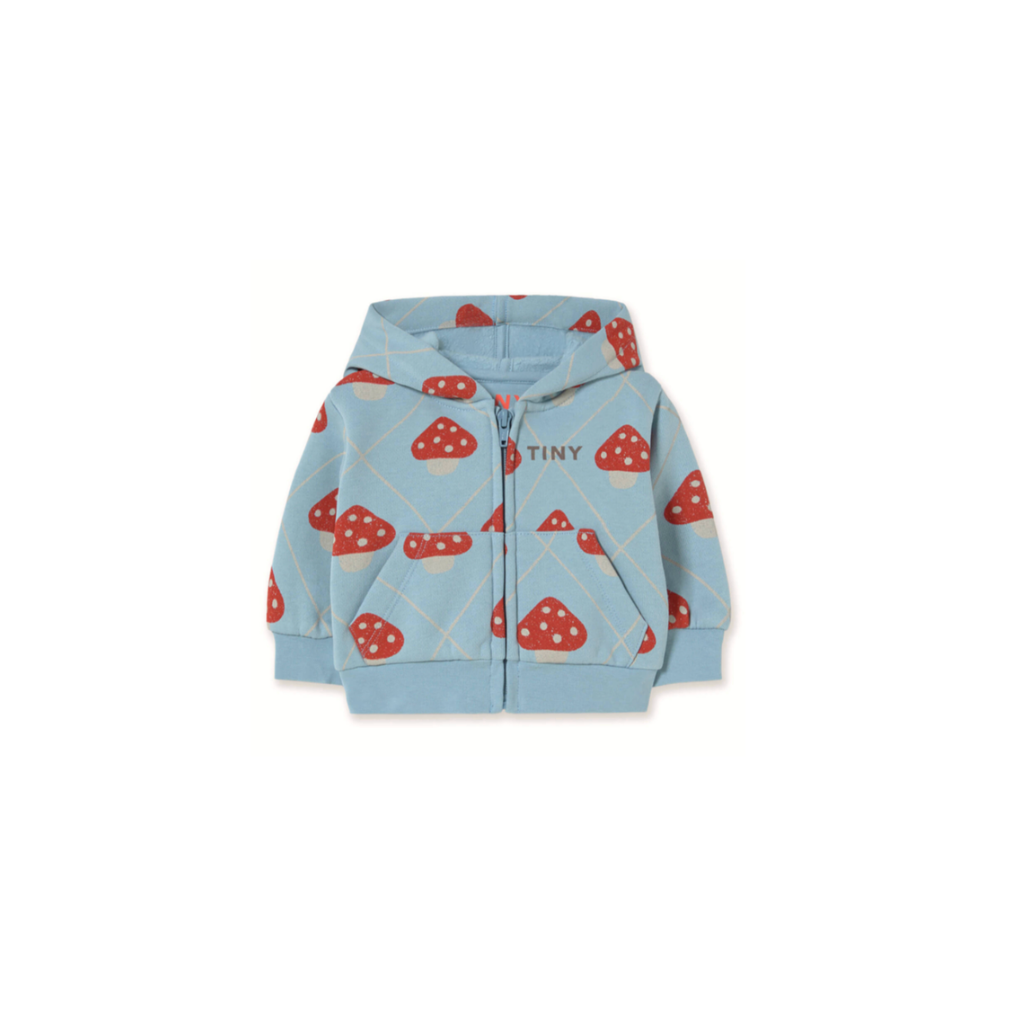 Tinycottons Mushrooms Baby Hoodie - Denim Blue