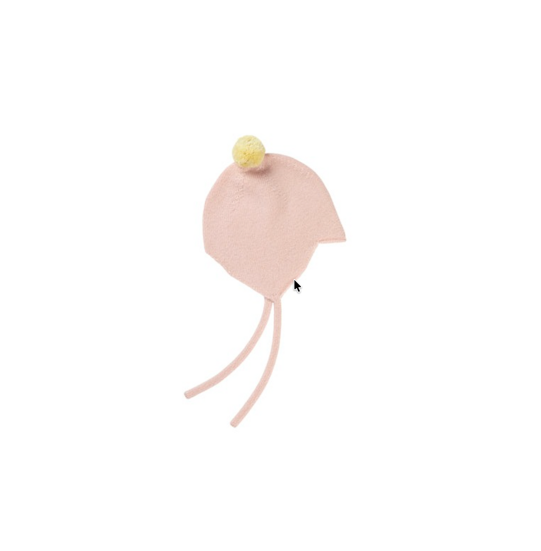Rosie Sugden Cashmere Baby Bonnet, Marshmallow with Lemon Pom-Pom