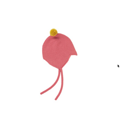 Rosie Sugden Cashmere Baby Bonnet, Venetian Rose with Gold Dust Pom-Pom