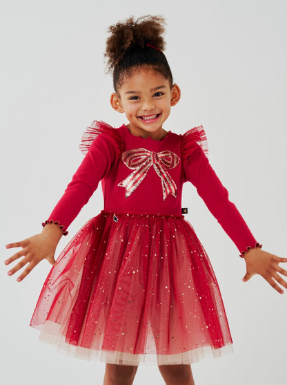 Petite Hailey Holiday Bow Tutu - Red