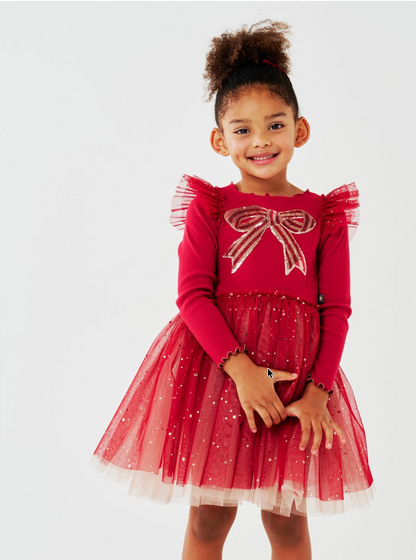 Petite Hailey Holiday Bow Tutu - Red