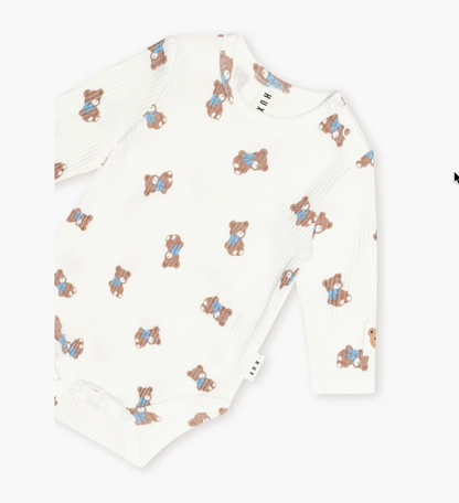 Huxbaby Tumbling Bow Hux Long Sleeve Bodysuit - Almond Milk