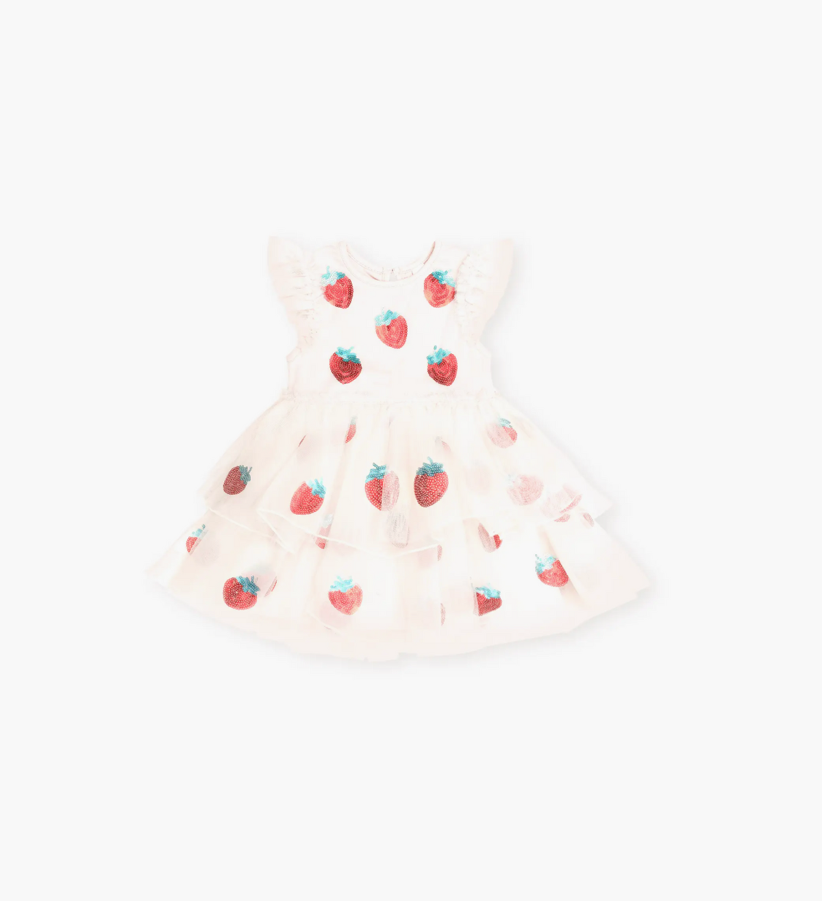 Huxbaby Sequin Strawberry Tulle Dress - Ecru